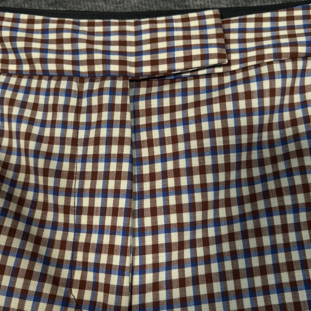 Rosie Assoulin Scrunchy Trouser Plaid Wool Maroon Pants Size 6 - Picture 8 of 16